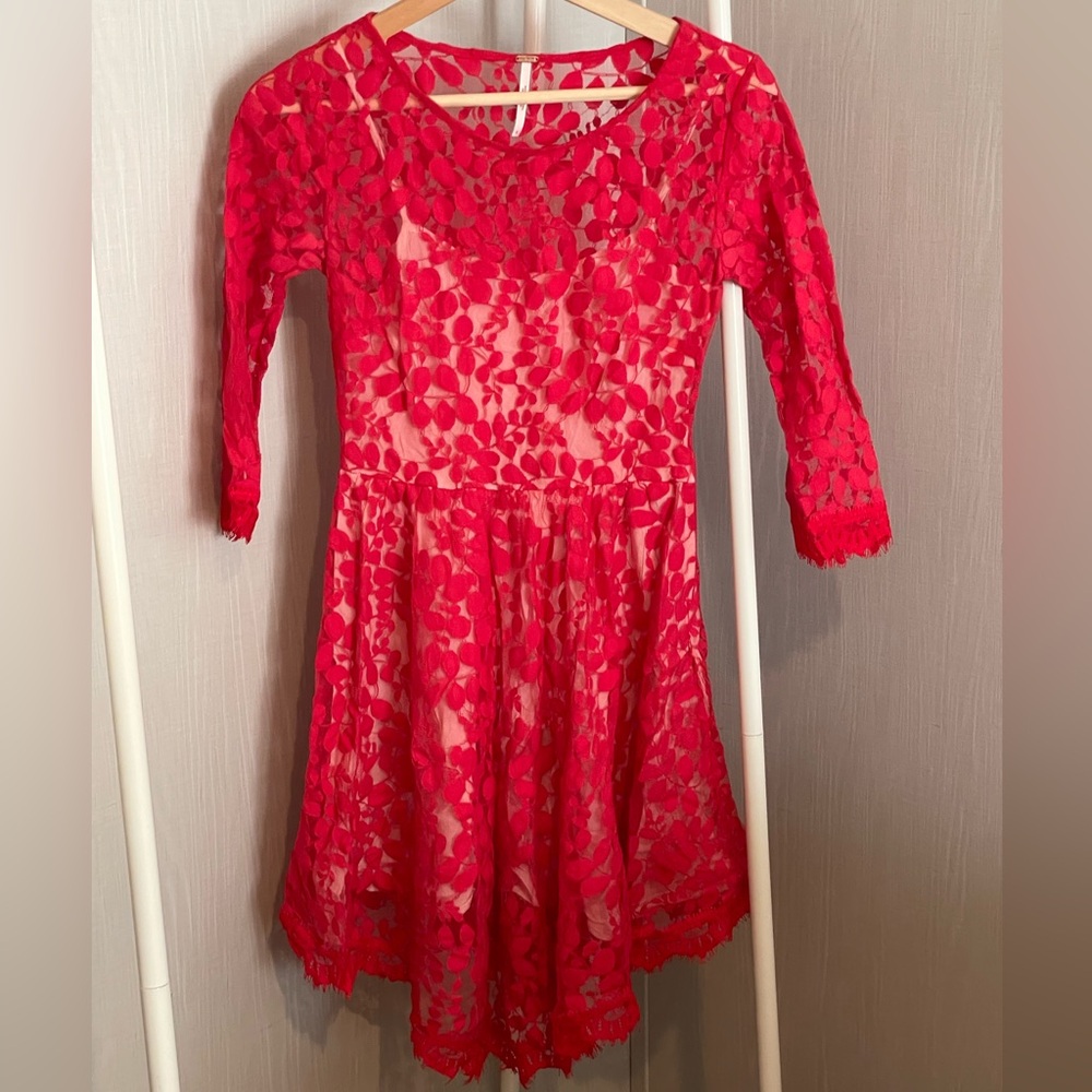 Free People Scarlet Lace Overlay Dress